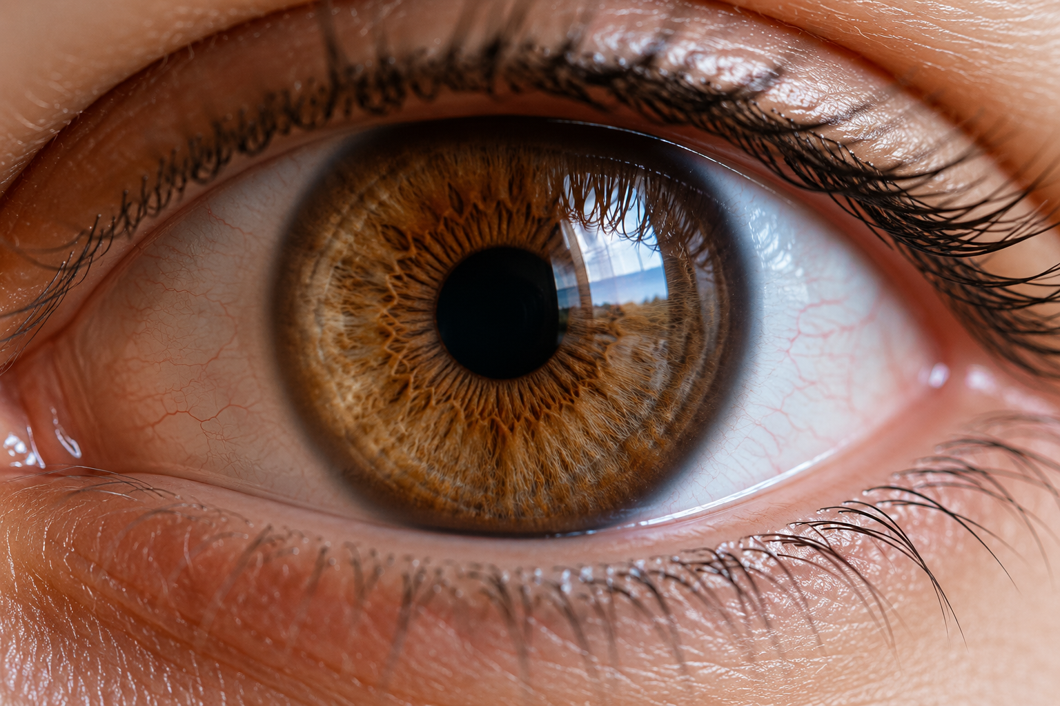Macro close-up of a healthy human eye